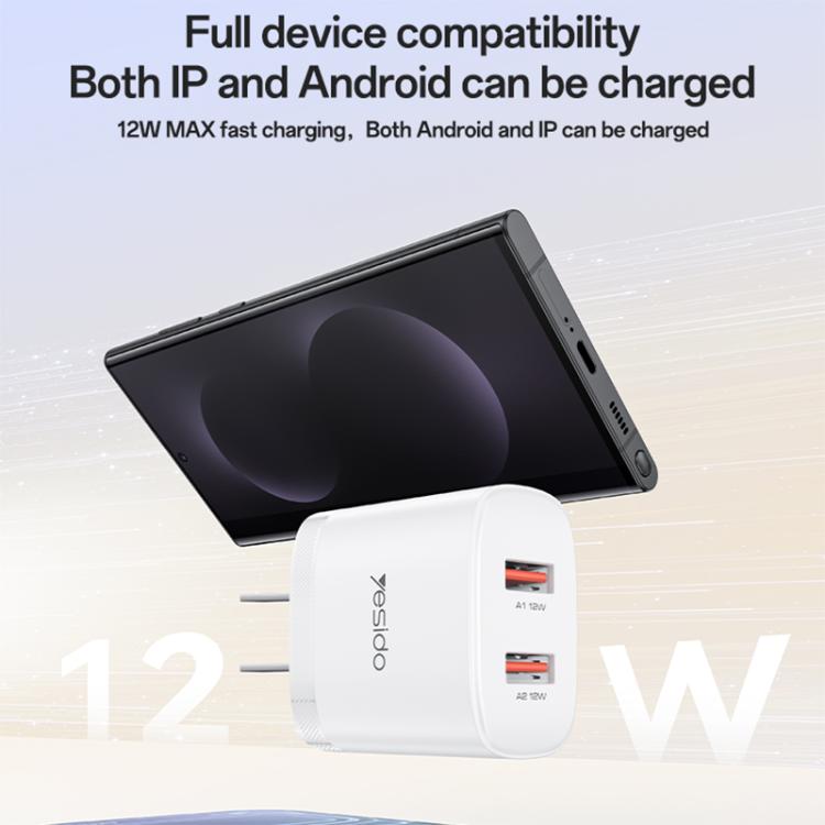 Yesido YC17U 12W 2,4A USB Dualanschluss Ladegerät Set mit 1m USB-zu-Typ-C-Datenkabel, YC17U
