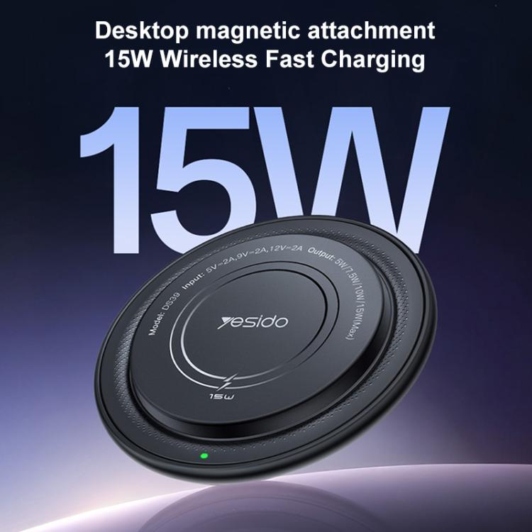 Yesido DS39 15W Desktop-Pad Magnetisches kabelloses Ladegerät, DS39