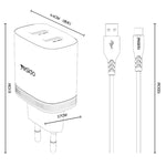 Yesido YC104 12W 2.4A USB Dual Ports Charger Set with 1m USB to Type-C Data Cable, YC104