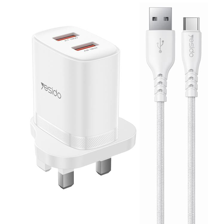 Yesido YC150 12W 2,4A USB Dualanschluss Ladegerät Set mit 1m USB-zu-Typ-C-Datenkabel, YC150