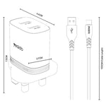 Yesido YC150 12W 2,4A USB Dualanschluss Ladegerät Set mit 1m USB-zu-Typ-C-Datenkabel, YC150
