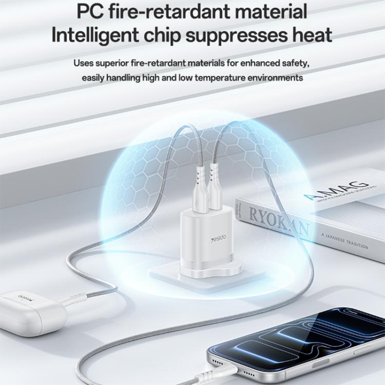 Yesido YC150 12W 2,4A USB Dualanschluss Ladegerät Set mit 1m USB-zu-Typ-C-Datenkabel, YC150