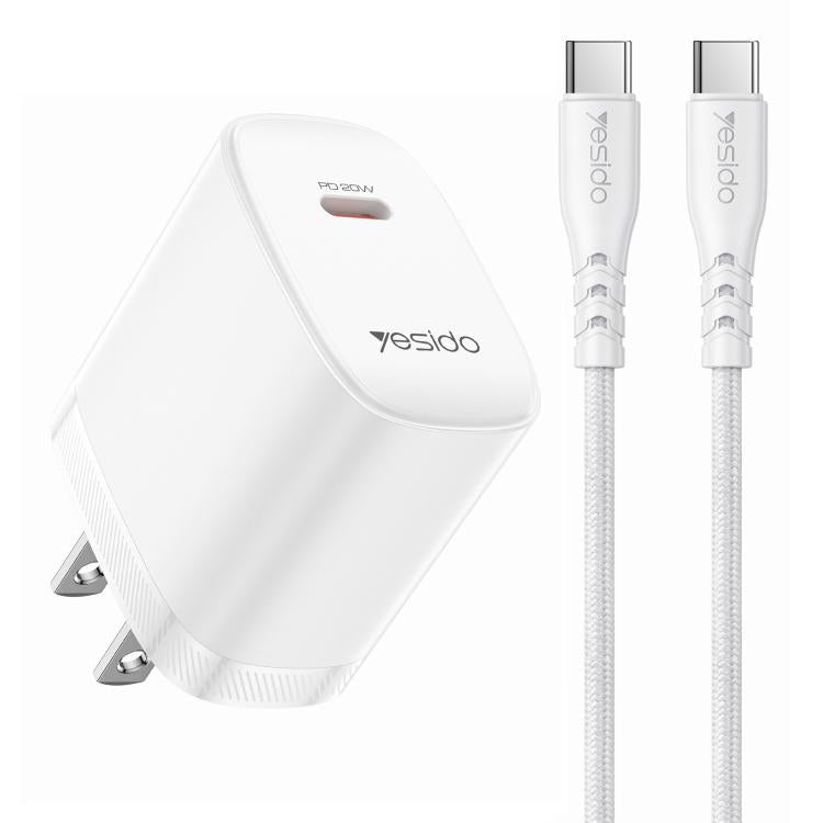 Yesido YC18U PD20W Typ-C Ladegerät Set mit 1m Typ-C-zu-Typ-C-Datenkabel, YC18U