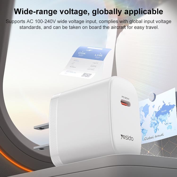 Yesido YC18U PD20W Typ-C Ladegerät Set mit 1m Typ-C-zu-Typ-C-Datenkabel, YC18U