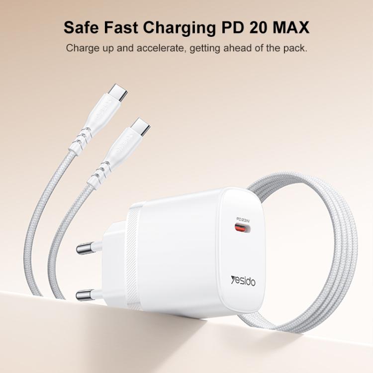 Yesido YC105 PD20W Typ-C Ladegerät Set mit 1m Typ-C-zu-Typ-C-Datenkabel, YC105