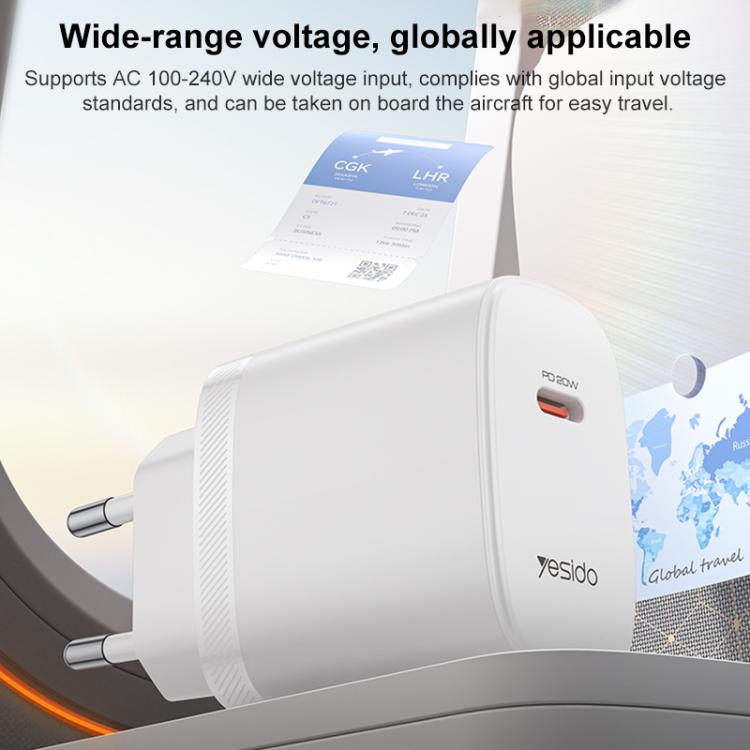 Yesido YC105 PD20W Typ-C Ladegerät Set mit 1m Typ-C-zu-Typ-C-Datenkabel, YC105