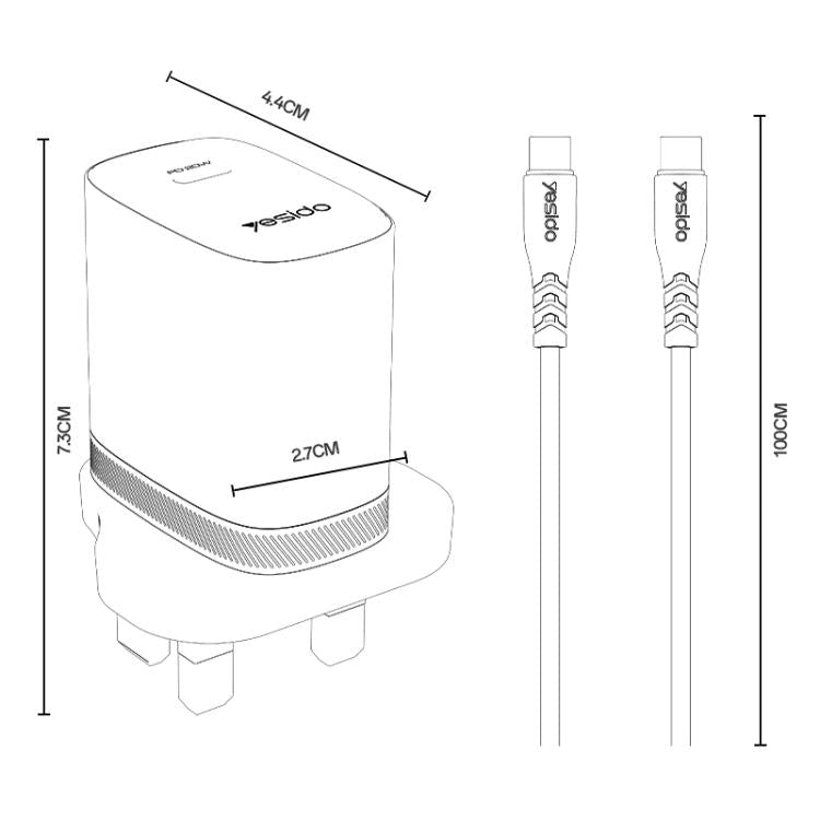 Yesido YC151 PD20W Typ-C Ladegerät Set mit 1m Typ-C-zu-Typ-C-Datenkabel, YC151