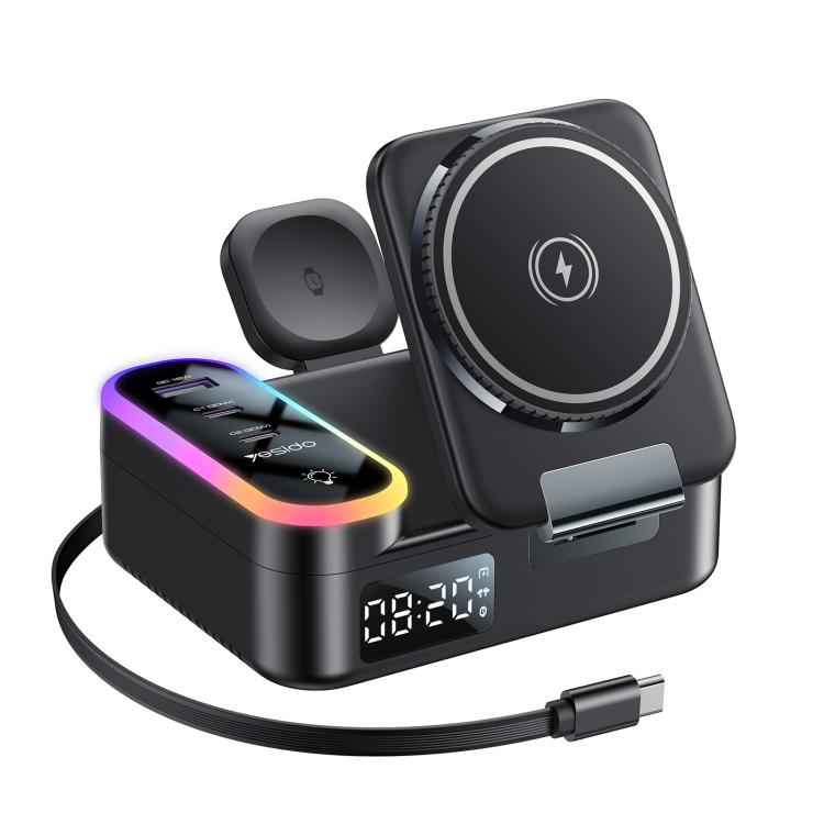 Yesido DS38 65W 8-in-1 Magnetische kabellose Ladestation mit Teleskopkabel, DS38