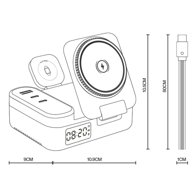 Yesido DS38 65W 8-in-1 Magnetische kabellose Ladestation mit Teleskopkabel, DS38