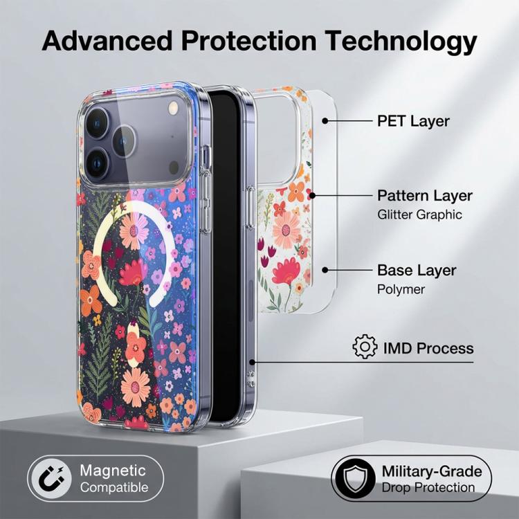 IMD Blaulicht Jungle Serie Magnetische Handyhülle, Für iPhone 13 Pro Max, Für iPhone 13 Pro
