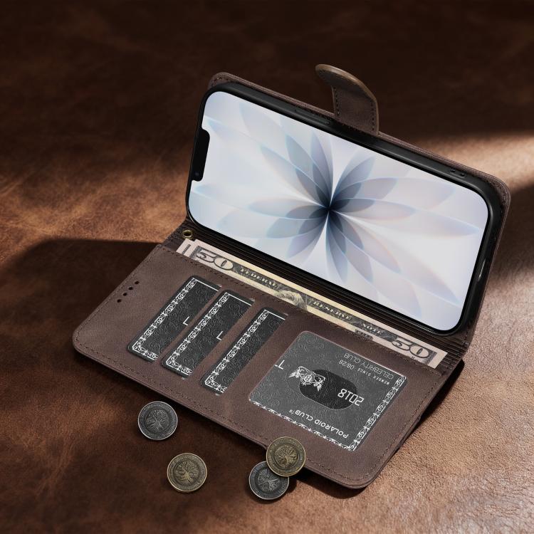 AZNS A2 Series Tri-Card Wallet RFID Vegan Leather Phone Case with Strap, For iPhone 13 Pro, For iPhone 13, For iPhone 12, For iPhone 12 Pro Max, For iPhone 12 Pro, For iPhone 11 Pro Max, For iPhone 11, For iPhone 11 Pro