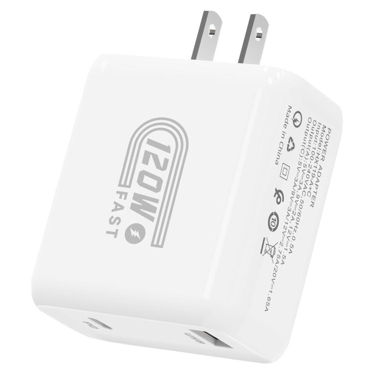 HX119 120W USB- und Typ-C-Dualschnittstellen-Schnellladegerät, EU-Stecker, UK-Stecker, US-Stecker