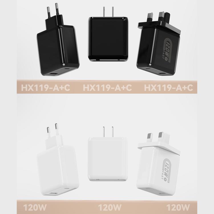 HX119 120W USB- und Typ-C-Dualschnittstellen-Schnellladegerät, EU-Stecker, UK-Stecker, US-Stecker