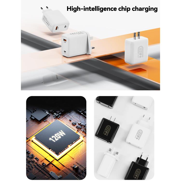 HX119 120W USB- und Typ-C-Dualschnittstellen-Schnellladegerät, EU-Stecker, UK-Stecker, US-Stecker