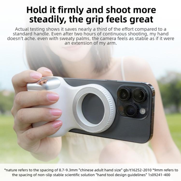 Magnetic Smartphone Shooting Holder Hand Grip Handle Snap On Phone Stand, Single Grip, With Fill Light