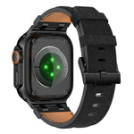 Uhrenarmband aus veganem Leder mit Jeansnaht, für Apple Watch 46mm / 49mm / 45mm / 44mm