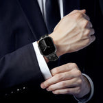 Uhrenarmband aus veganem Leder mit Jeansnaht, für Apple Watch 46mm / 49mm / 45mm / 44mm