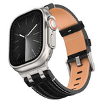 Uhrenarmband aus veganem Leder mit Jeansnaht, für Apple Watch 46mm / 49mm / 45mm / 44mm