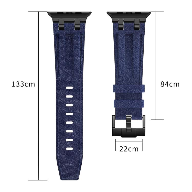 Uhrenarmband aus veganem Leder mit Jeansnaht, für Apple Watch 46mm / 49mm / 45mm / 44mm