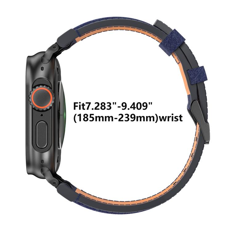 Uhrenarmband aus veganem Leder mit Jeansnaht, für Apple Watch 46mm / 49mm / 45mm / 44mm