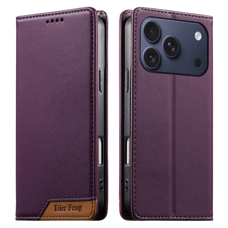 Dierfeng Zusammengesetzte Starke Magnetische RFID Vegane Leder-Handyhülle, Für iPhone 17e / 16e, Für iPhone 17 Pro Max, Für iPhone 17 Pro, Für iPhone 17, Für iPhone Air, Für iPhone 16 Pro Max, Für iPhone 16 Pro, Für iPhone 16 Plus