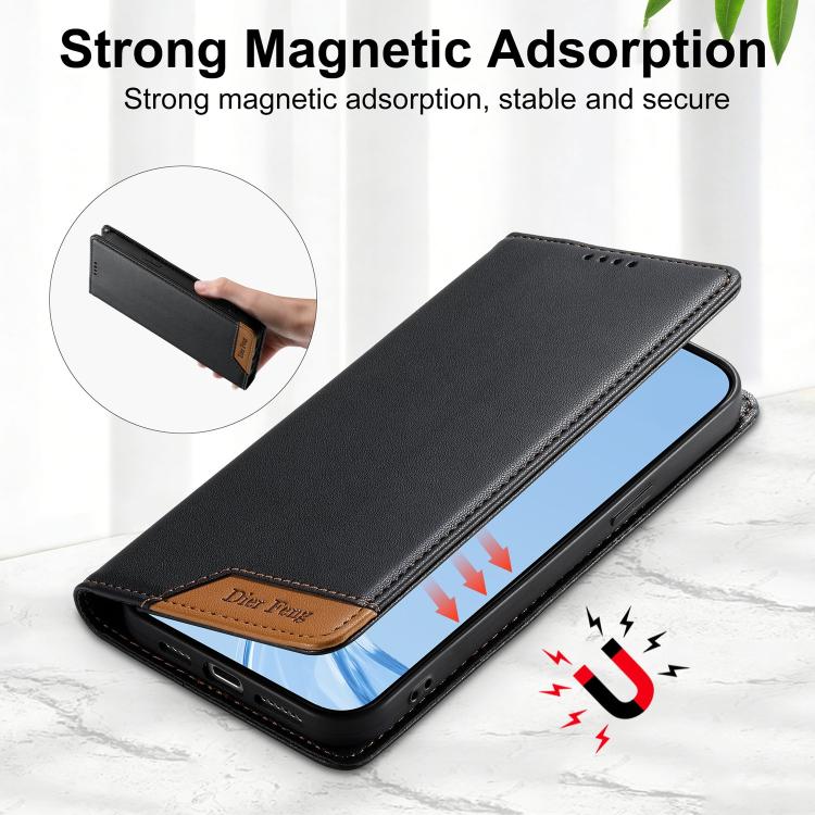 Dierfeng Splicing Strong Magnetic RFID Vegan Leather Phone Case, For iPhone 14 Pro Max, For iPhone SE 2022 / SE 2020 / 8 / 7, For iPhone 13 Pro Max, For iPhone 13 Pro, For iPhone 13 mini, For iPhone 12 / 12 Pro, For iPhone 12 Pro Max, For iPhone 12 mini