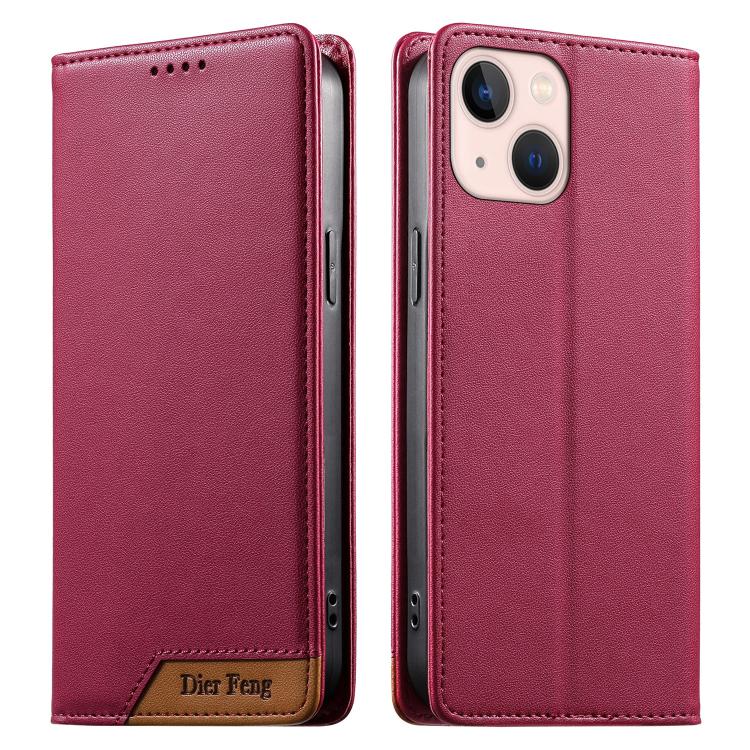 Dierfeng Splicing Strong Magnetic RFID Vegan Leather Phone Case, For iPhone 14 Pro Max, For iPhone SE 2022 / SE 2020 / 8 / 7, For iPhone 13 Pro Max, For iPhone 13 Pro, For iPhone 13 mini, For iPhone 12 / 12 Pro, For iPhone 12 Pro Max, For iPhone 12 mini