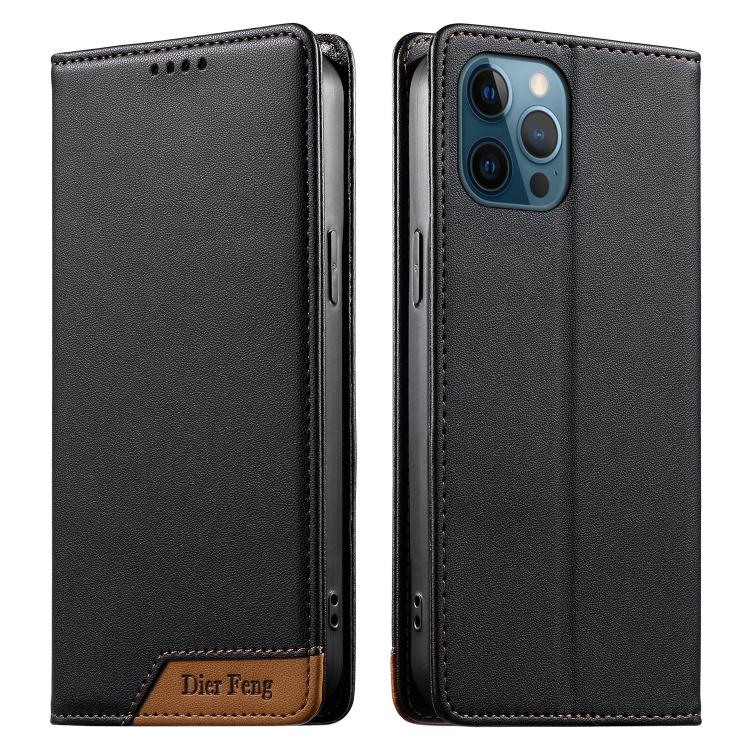 Dierfeng Splicing Strong Magnetic RFID Vegan Leather Phone Case, For iPhone 14 Pro Max, For iPhone SE 2022 / SE 2020 / 8 / 7, For iPhone 13 Pro Max, For iPhone 13 Pro, For iPhone 13 mini, For iPhone 12 / 12 Pro, For iPhone 12 Pro Max, For iPhone 12 mini