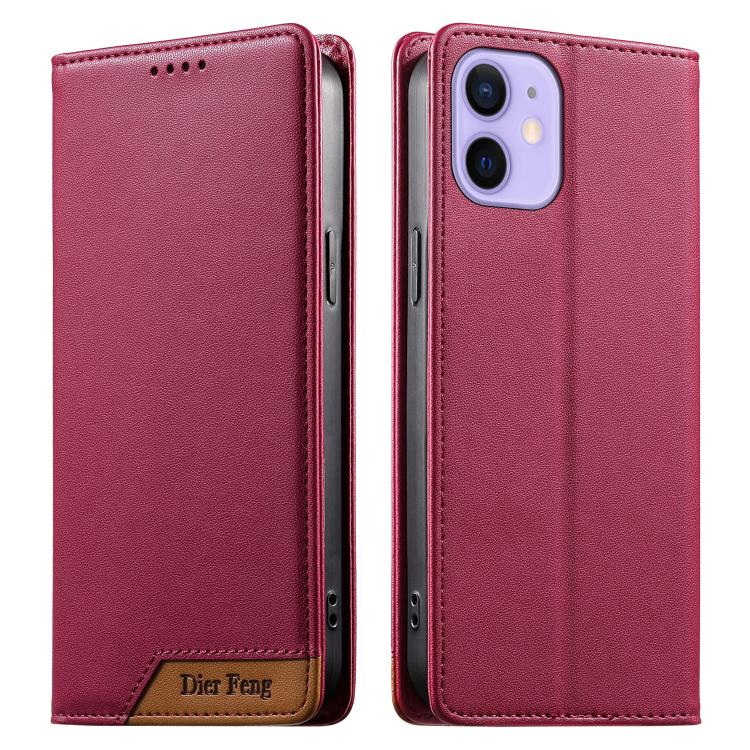 Dierfeng Splicing Strong Magnetic RFID Vegan Leather Phone Case, For iPhone 14 Pro Max, For iPhone SE 2022 / SE 2020 / 8 / 7, For iPhone 13 Pro Max, For iPhone 13 Pro, For iPhone 13 mini, For iPhone 12 / 12 Pro, For iPhone 12 Pro Max, For iPhone 12 mini