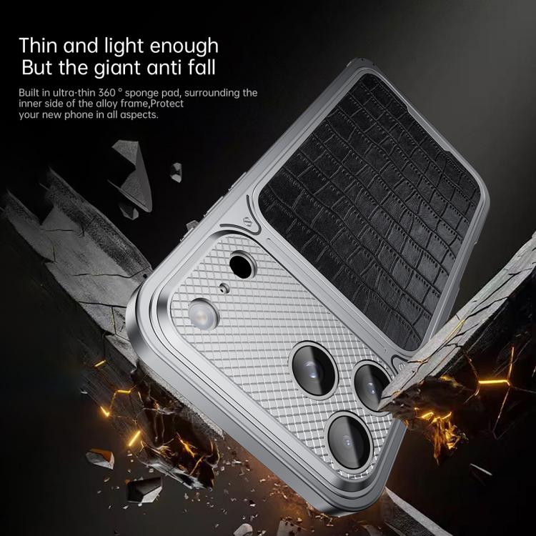 Luxury Leather-Texture Magnetic Metal Phone Case with Spring Buckle, For iPhone 17 Pro Max, For iPhone 17 Pro