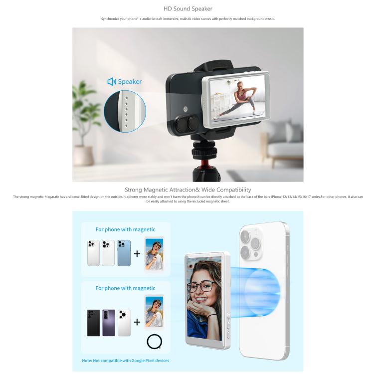 FEELWORLD MC4 Selfie-Bildschirm Monitor für Vlog Live-Stream Magnetische Rückseite Kabellose Verbindung mit Fernbedienung
