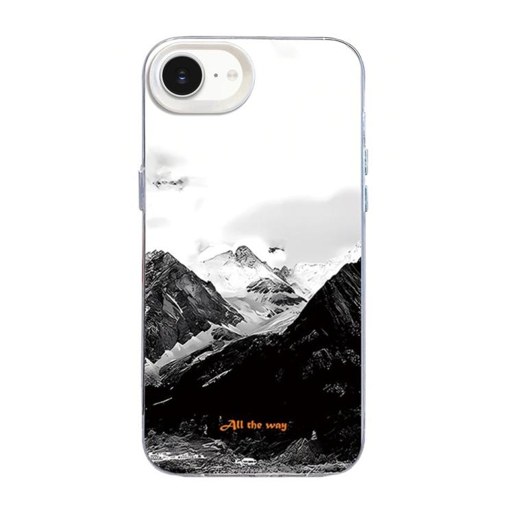 Bergmuster Farbe Silber PC Hybrid TPU Handyhülle, Für iPhone 16e / 17e, Für iPhone 17 Pro Max, Für iPhone 17 Pro, Für iPhone 17, Für iPhone Air, Für iPhone 16 Pro Max, Für iPhone 16 Pro, Für iPhone 16 Plus, Für iPhone 16, Für iPhone 15 Pro Max