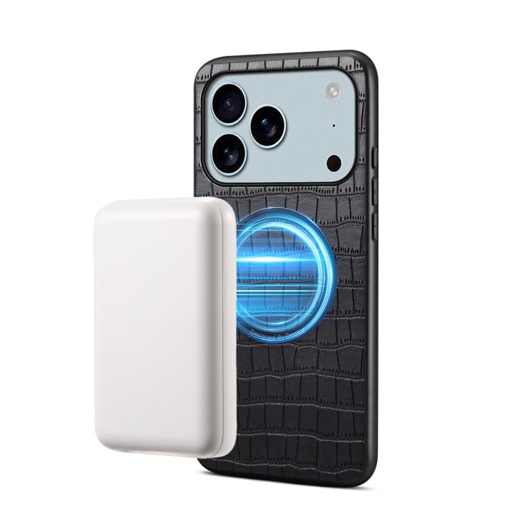 Denior A09 Krokodillederstruktur PU Veganes Leder Magnetische Handyhülle, Für iPhone 17 Pro Max, Für iPhone 17 Pro