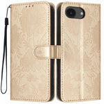 Sonnenblumen-Prägung vegane Leder-Handyhülle mit kleinem schwarzem Seil, Für iPhone 16e / 17e, Für iPhone 17 Pro Max, Für iPhone 17 Pro, Für iPhone 17, Für iPhone Air, Für iPhone 16 Pro Max, Für iPhone 16 Pro, Für iPhone 16 Plus
