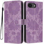 Sonnenblumen-Prägung vegane Leder-Handyhülle mit kleinem schwarzem Seil, Für iPhone 16e / 17e, Für iPhone 17 Pro Max, Für iPhone 17 Pro, Für iPhone 17, Für iPhone Air, Für iPhone 16 Pro Max, Für iPhone 16 Pro, Für iPhone 16 Plus