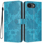 Sonnenblumen-Prägung vegane Leder-Handyhülle mit kleinem schwarzem Seil, Für iPhone 16e / 17e, Für iPhone 17 Pro Max, Für iPhone 17 Pro, Für iPhone 17, Für iPhone Air, Für iPhone 16 Pro Max, Für iPhone 16 Pro, Für iPhone 16 Plus