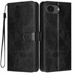 Sonnenblumen-Prägung vegane Leder-Handyhülle mit kleinem schwarzem Seil, Für iPhone 16e / 17e, Für iPhone 17 Pro Max, Für iPhone 17 Pro, Für iPhone 17, Für iPhone Air, Für iPhone 16 Pro Max, Für iPhone 16 Pro, Für iPhone 16 Plus