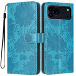 Sonnenblumen-Prägung vegane Leder-Handyhülle mit kleinem schwarzem Seil, Für iPhone 16e / 17e, Für iPhone 17 Pro Max, Für iPhone 17 Pro, Für iPhone 17, Für iPhone Air, Für iPhone 16 Pro Max, Für iPhone 16 Pro, Für iPhone 16 Plus