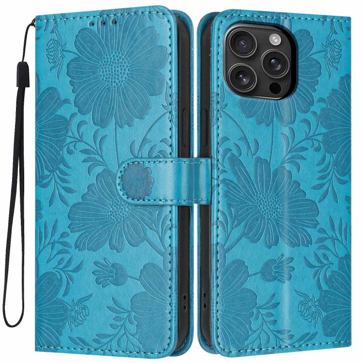 Sonnenblumen-Prägung vegane Leder-Handyhülle mit kleinem schwarzem Seil, Für iPhone 16e / 17e, Für iPhone 17 Pro Max, Für iPhone 17 Pro, Für iPhone 17, Für iPhone Air, Für iPhone 16 Pro Max, Für iPhone 16 Pro, Für iPhone 16 Plus