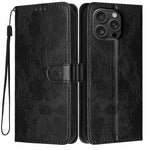 Sonnenblumen-Prägung vegane Leder-Handyhülle mit kleinem schwarzem Seil, Für iPhone 16e / 17e, Für iPhone 17 Pro Max, Für iPhone 17 Pro, Für iPhone 17, Für iPhone Air, Für iPhone 16 Pro Max, Für iPhone 16 Pro, Für iPhone 16 Plus