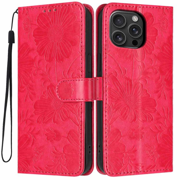 Sonnenblumen-Prägung vegane Leder-Handyhülle mit kleinem schwarzem Seil, Für iPhone 16e / 17e, Für iPhone 17 Pro Max, Für iPhone 17 Pro, Für iPhone 17, Für iPhone Air, Für iPhone 16 Pro Max, Für iPhone 16 Pro, Für iPhone 16 Plus