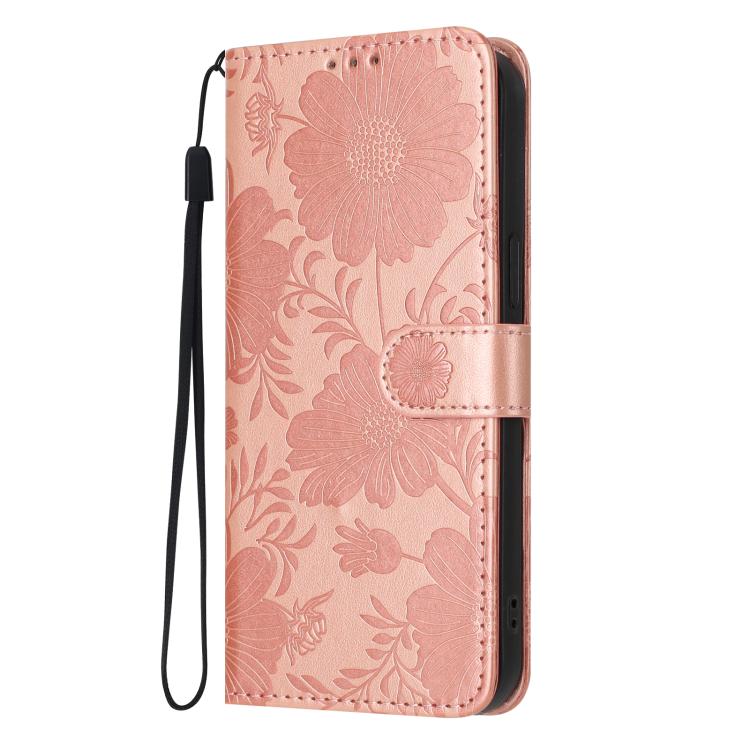 Sonnenblumen-Prägung vegane Leder-Handyhülle mit kleinem schwarzem Seil, Für iPhone 14 Pro Max, Für iPhone 13 Pro Max, Für iPhone 13 Pro, Für iPhone 13, Für iPhone 12 / 12 Pro, Für iPhone 12 Pro Max, Für iPhone 11 Pro Max, Für iPhone 11