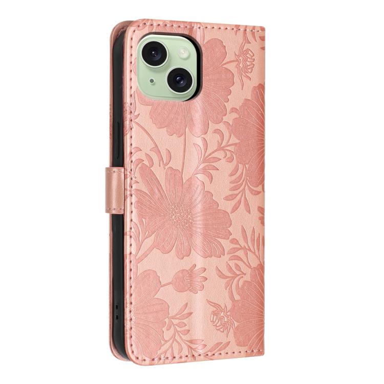 Sonnenblumen-Prägung vegane Leder-Handyhülle mit kleinem schwarzem Seil, Für iPhone 14 Pro Max, Für iPhone 13 Pro Max, Für iPhone 13 Pro, Für iPhone 13, Für iPhone 12 / 12 Pro, Für iPhone 12 Pro Max, Für iPhone 11 Pro Max, Für iPhone 11
