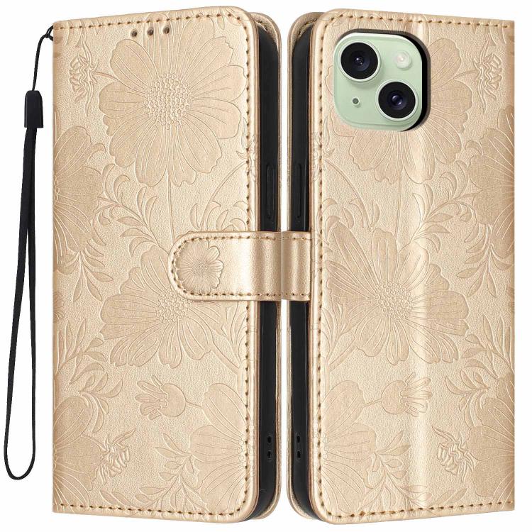 Sonnenblumen-Prägung vegane Leder-Handyhülle mit kleinem schwarzem Seil, Für iPhone 14 Pro Max, Für iPhone 13 Pro Max, Für iPhone 13 Pro, Für iPhone 13, Für iPhone 12 / 12 Pro, Für iPhone 12 Pro Max, Für iPhone 11 Pro Max, Für iPhone 11