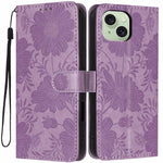 Sonnenblumen-Prägung vegane Leder-Handyhülle mit kleinem schwarzem Seil, Für iPhone 14 Pro Max, Für iPhone 13 Pro Max, Für iPhone 13 Pro, Für iPhone 13, Für iPhone 12 / 12 Pro, Für iPhone 12 Pro Max, Für iPhone 11 Pro Max, Für iPhone 11