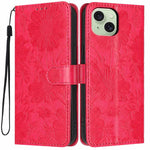 Sonnenblumen-Prägung vegane Leder-Handyhülle mit kleinem schwarzem Seil, Für iPhone 14 Pro Max, Für iPhone 13 Pro Max, Für iPhone 13 Pro, Für iPhone 13, Für iPhone 12 / 12 Pro, Für iPhone 12 Pro Max, Für iPhone 11 Pro Max, Für iPhone 11