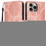 Sonnenblumen-Prägung vegane Leder-Handyhülle mit kleinem schwarzem Seil, Für iPhone 16, Für iPhone 15 Pro Max, Für iPhone 15 Pro, Für iPhone 15 Plus, Für iPhone 15, Für iPhone 14 Plus, Für iPhone 14, Für iPhone 14 Pro