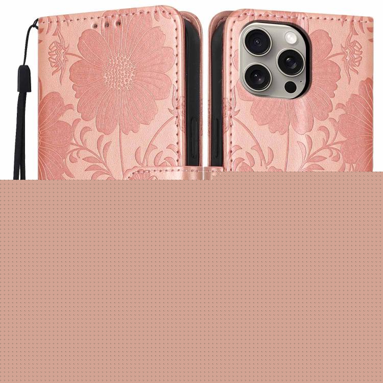 Sonnenblumen-Prägung vegane Leder-Handyhülle mit kleinem schwarzem Seil, Für iPhone 16, Für iPhone 15 Pro Max, Für iPhone 15 Pro, Für iPhone 15 Plus, Für iPhone 15, Für iPhone 14 Plus, Für iPhone 14, Für iPhone 14 Pro
