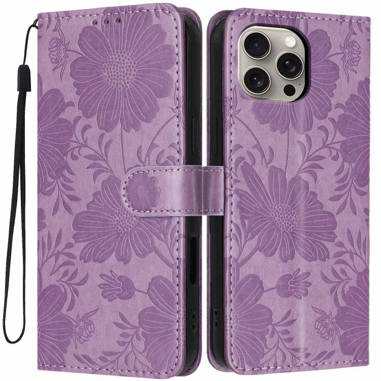 Sonnenblumen-Prägung vegane Leder-Handyhülle mit kleinem schwarzem Seil, Für iPhone 14 Pro Max, Für iPhone 13 Pro Max, Für iPhone 13 Pro, Für iPhone 13, Für iPhone 12 / 12 Pro, Für iPhone 12 Pro Max, Für iPhone 11 Pro Max, Für iPhone 11