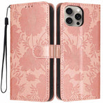 Sonnenblumen-Prägung vegane Leder-Handyhülle mit kleinem schwarzem Seil, Für iPhone 14 Pro Max, Für iPhone 13 Pro Max, Für iPhone 13 Pro, Für iPhone 13, Für iPhone 12 / 12 Pro, Für iPhone 12 Pro Max, Für iPhone 11 Pro Max, Für iPhone 11